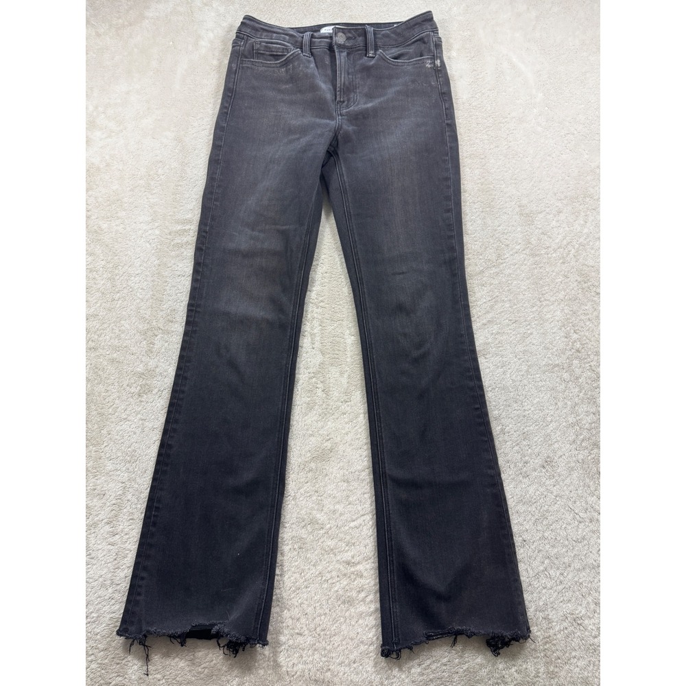 Flying Monkey Womens F6370BK Raw Hem Glitter Black Flare Jeans 26 Meas: 26x31